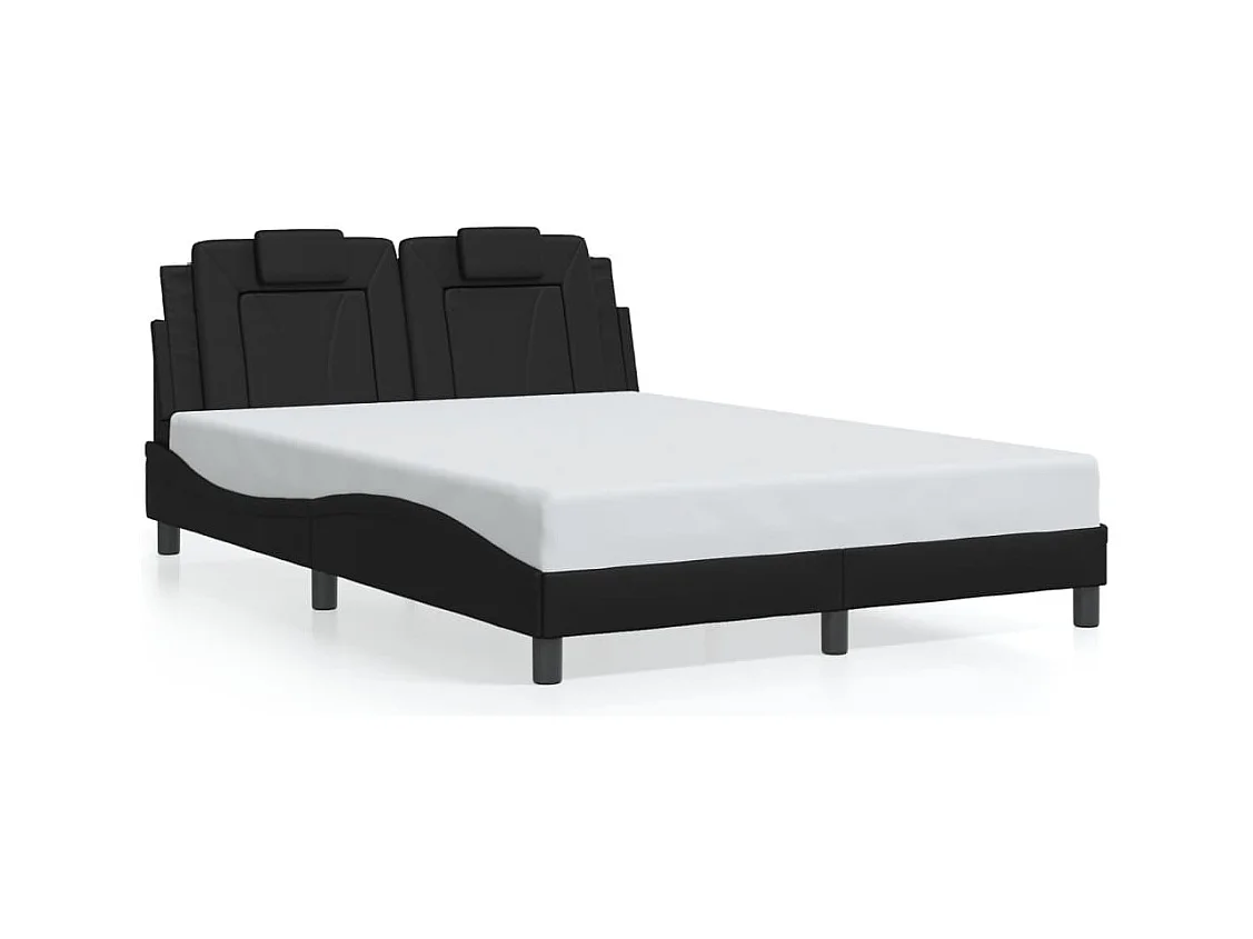 Lit double avec lumières LED noir 140x200 cm similicuir FR94470
