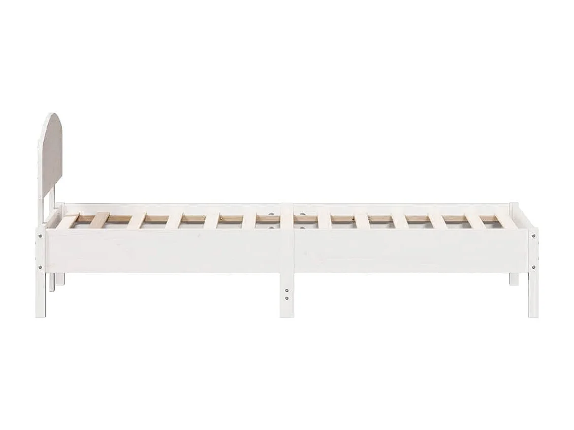 Lit simple + tête de lit blanc 90x200cm bois de pin massif FR13004