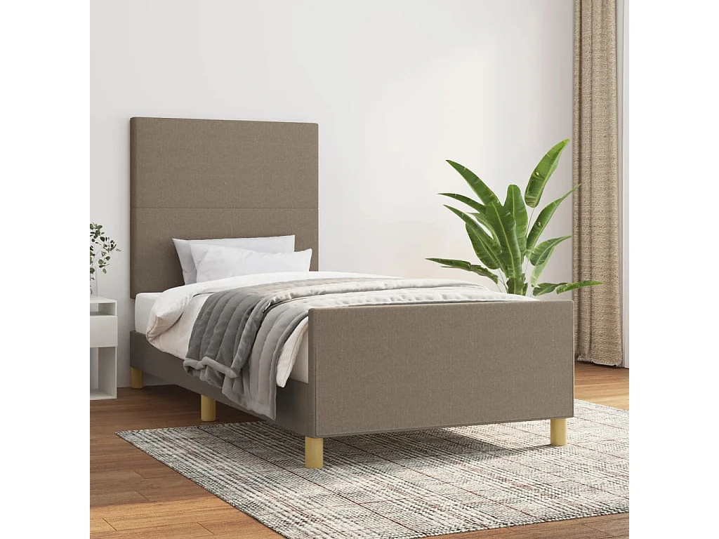Cama cabeceira 100x200 cm tecido castanho-acinzentado PT809580