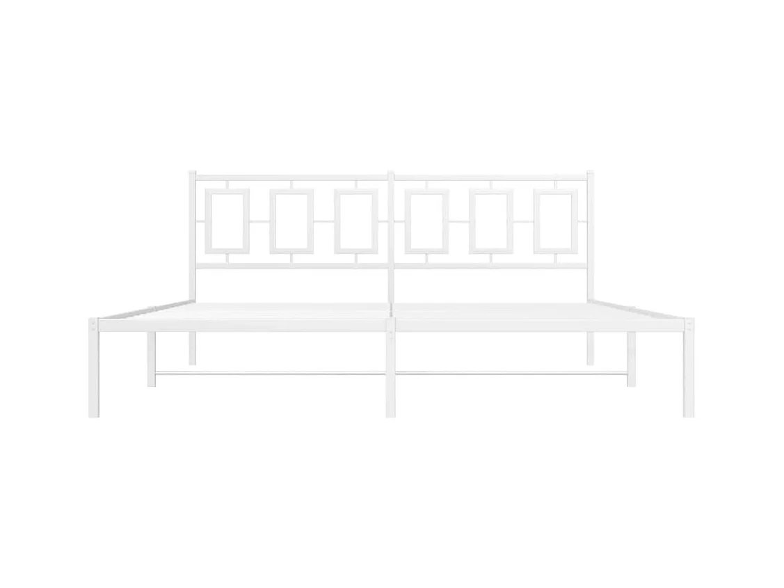 Cama matrimonial- 180x200 cm de metal con cabecero blanco ES107608