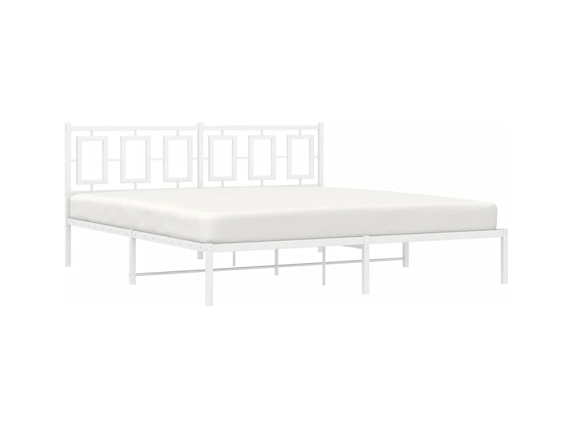 Cama matrimonial- 180x200 cm de metal con cabecero blanco ES107608