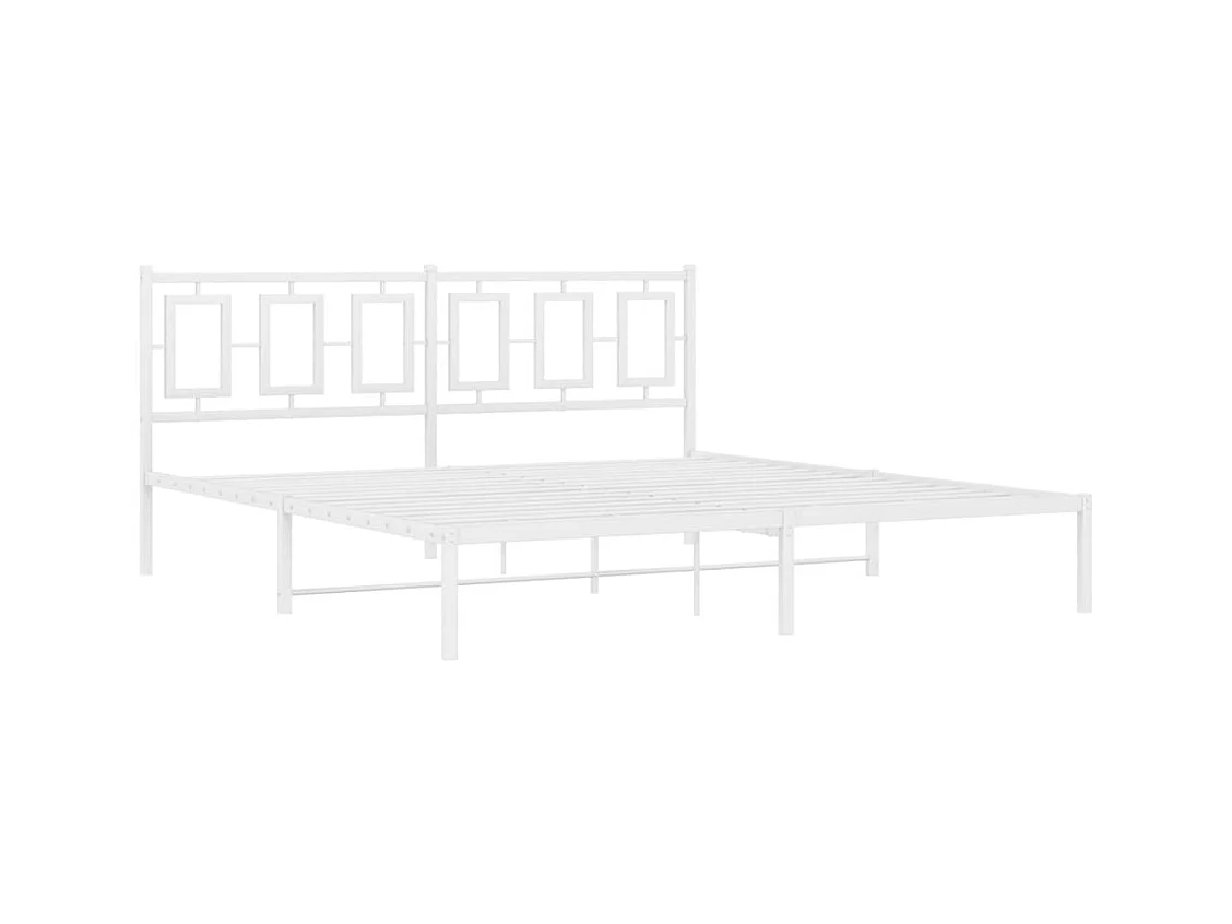 Cama matrimonial- 180x200 cm de metal con cabecero blanco ES107608