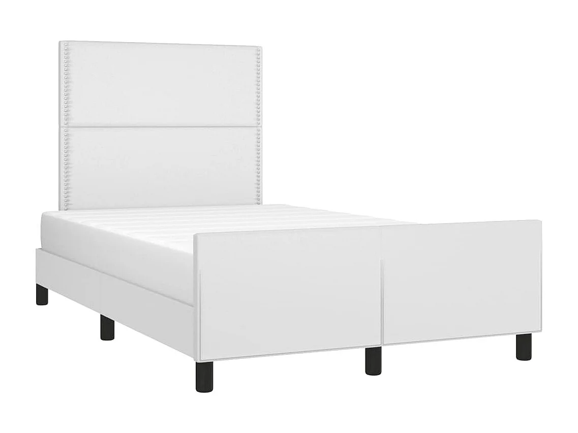 Cama c/ cabeceira 120x190 cm couro artificial branco PT456280
