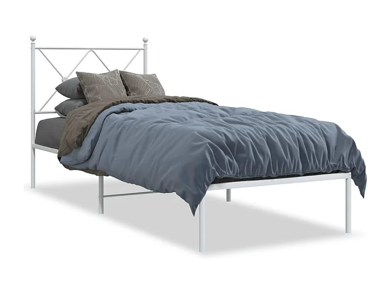 Cama com cabeceira 75x190 cm metal branco PT379040