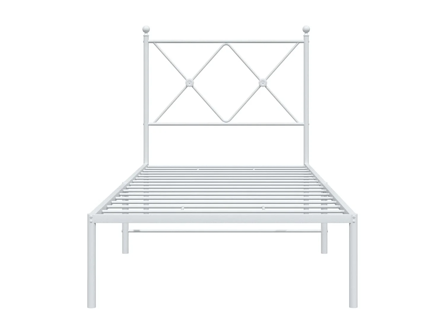 Lit simple métal + tête de lit blanc 75x190 cm FR88953