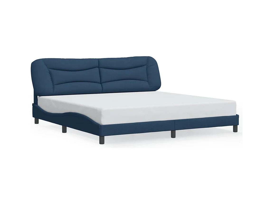 Lit double + tête de lit Bleu 200 x 200 cm Tissu FR90943
