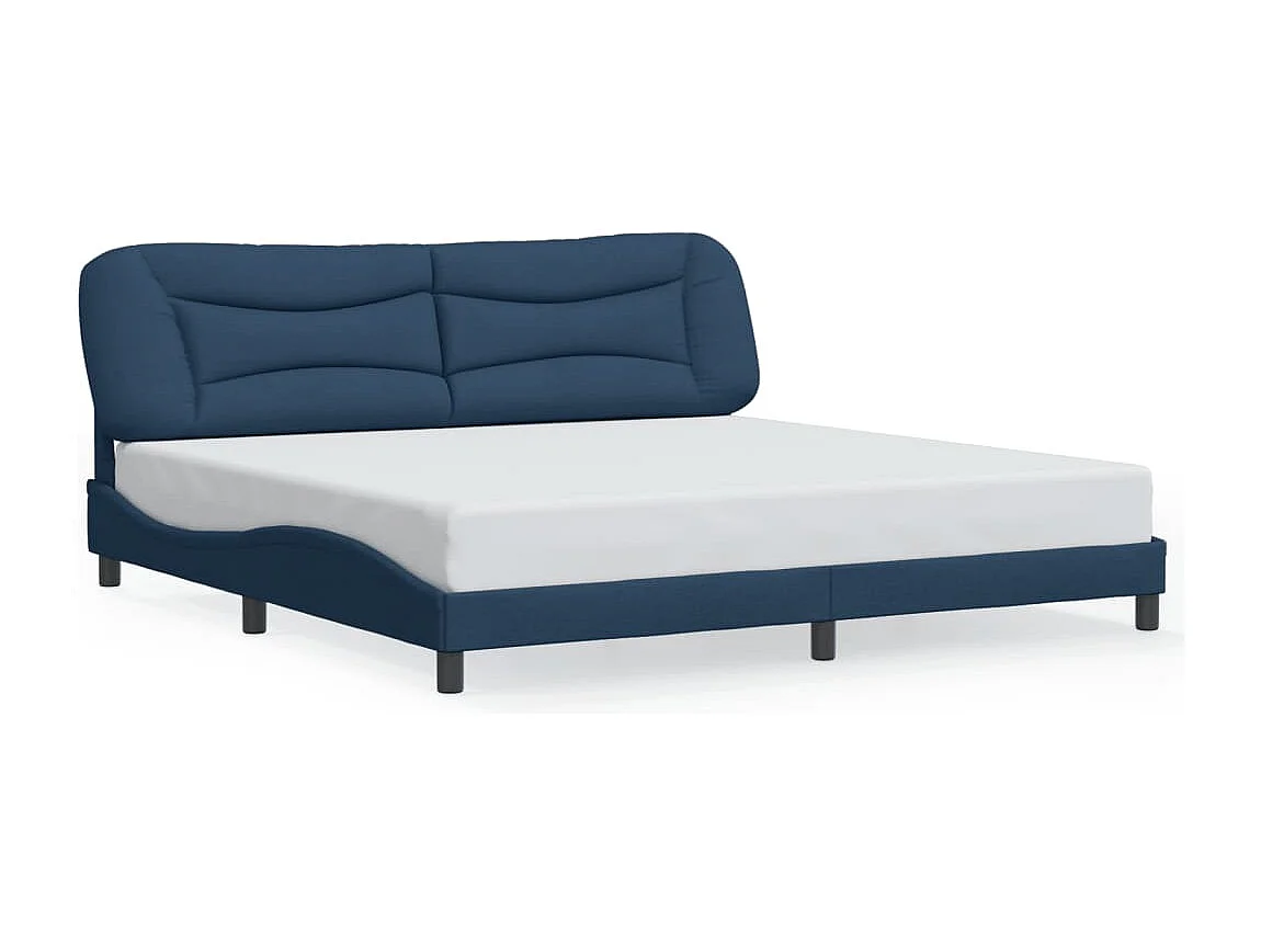 Bedframe met hoofdbord stof blauw 200x200 cm BE425890