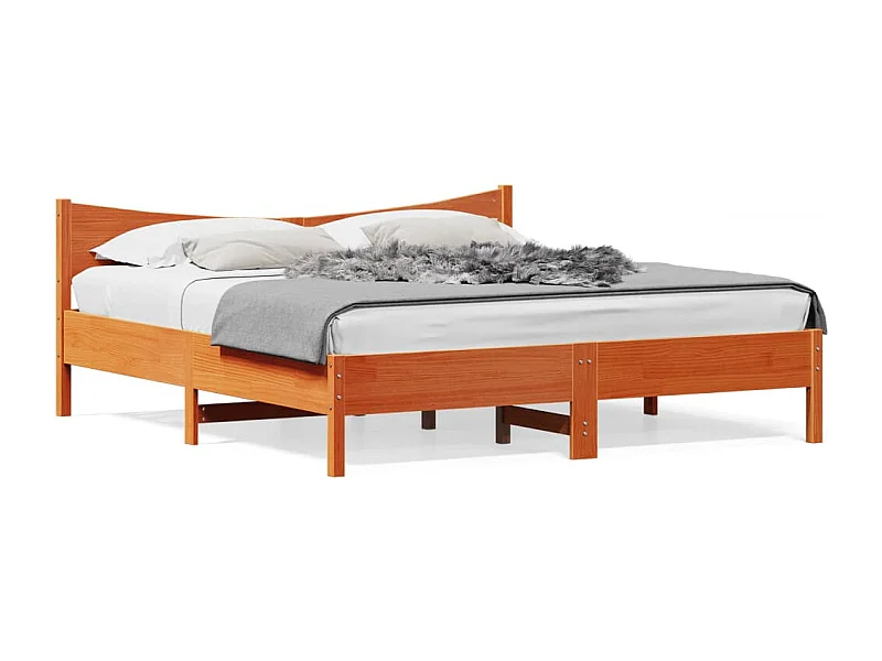 Cama c/ cabeceira 180x200cm pinho maciço castanho-mel PT941230