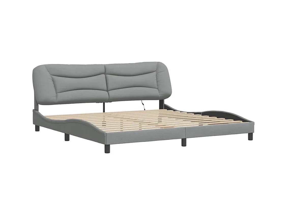 Lit double avec lumières LED gris clair 200x200 cm tissu FR53127
