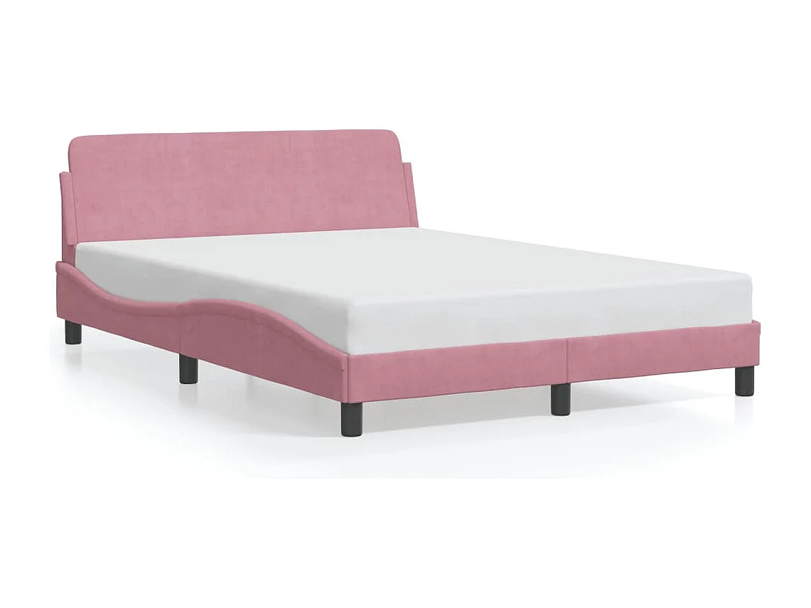 Cama matrimonial- 120x200 cm con cabecero de terciopelo rosa ES173136
