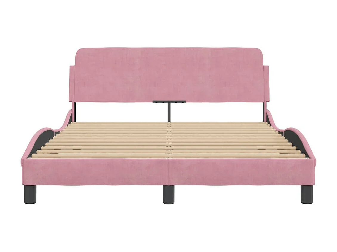 Cama matrimonial- 120x200 cm con cabecero de terciopelo rosa ES173136