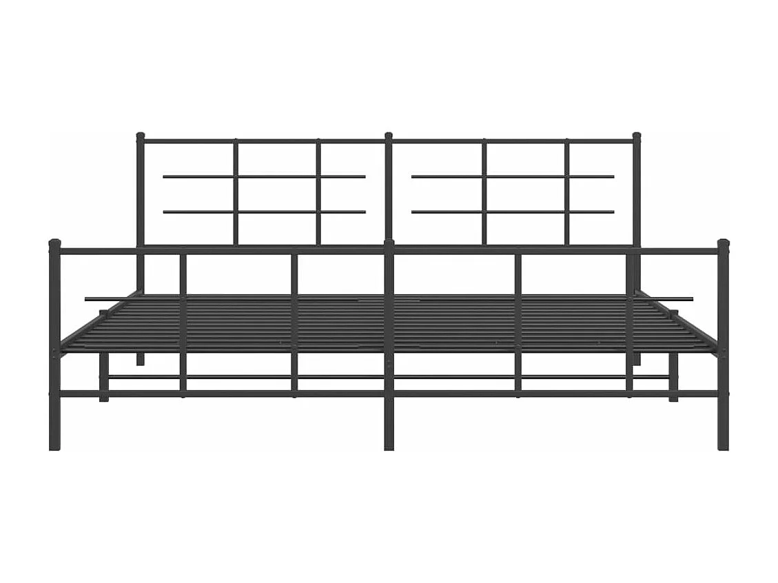 Lit double métal + tête de lit/pied de lit noir 193x203 cm FR25660