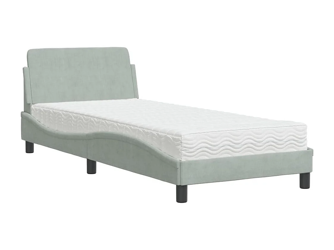 Cama com colchão 90x200 cm veludo cinzento-claro PT415986