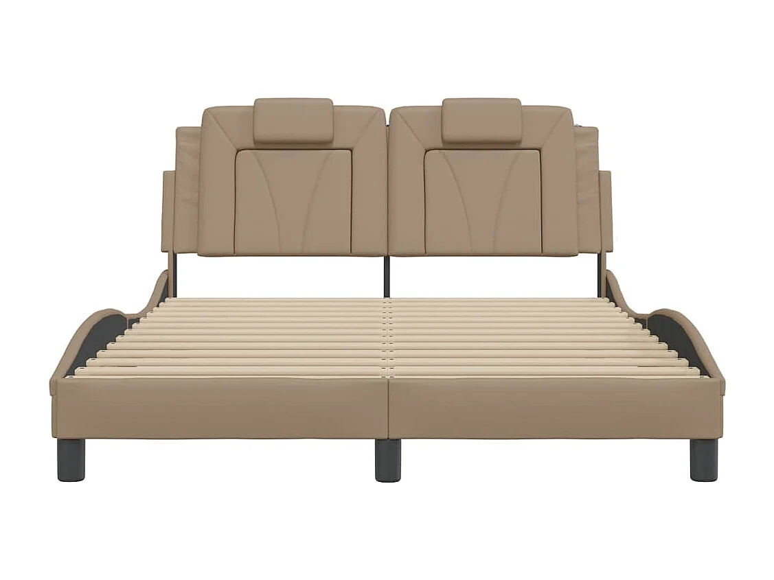 Bedframe met hoofdbord kunstleer cappuccinokleurig 120x200 cm BE661766