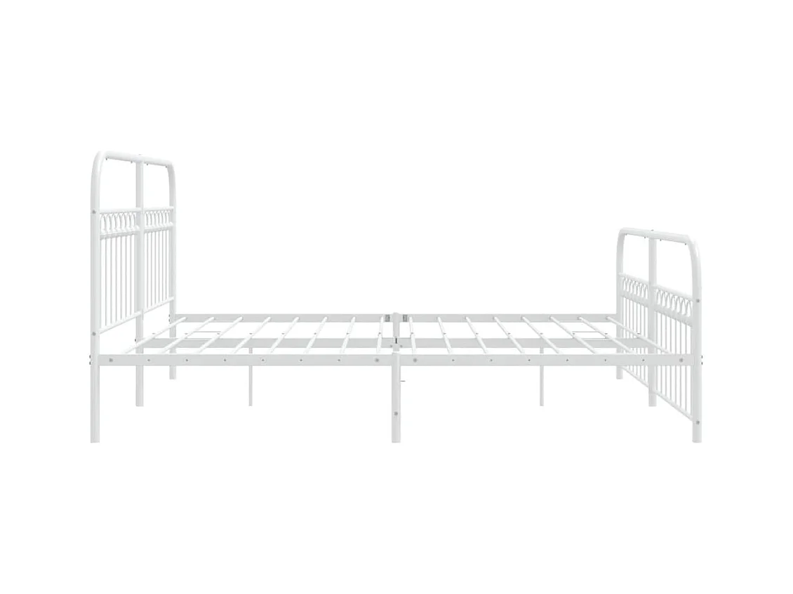 Cama com cabeceira e pés 183x213 cm metal branco PT460199