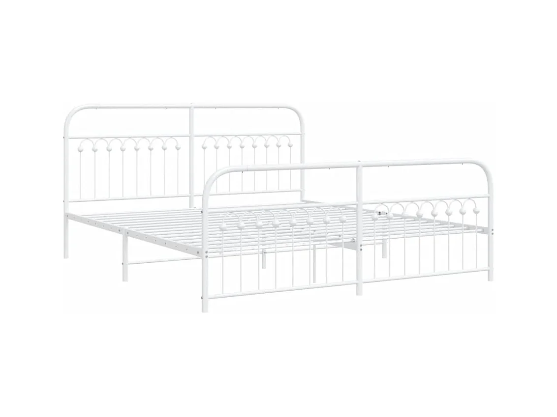 Cama com cabeceira e pés 183x213 cm metal branco PT460199