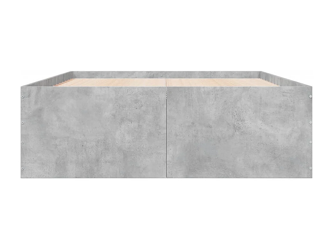 Lit double gris béton 135x190 cm bois d'ingénierie FR12794