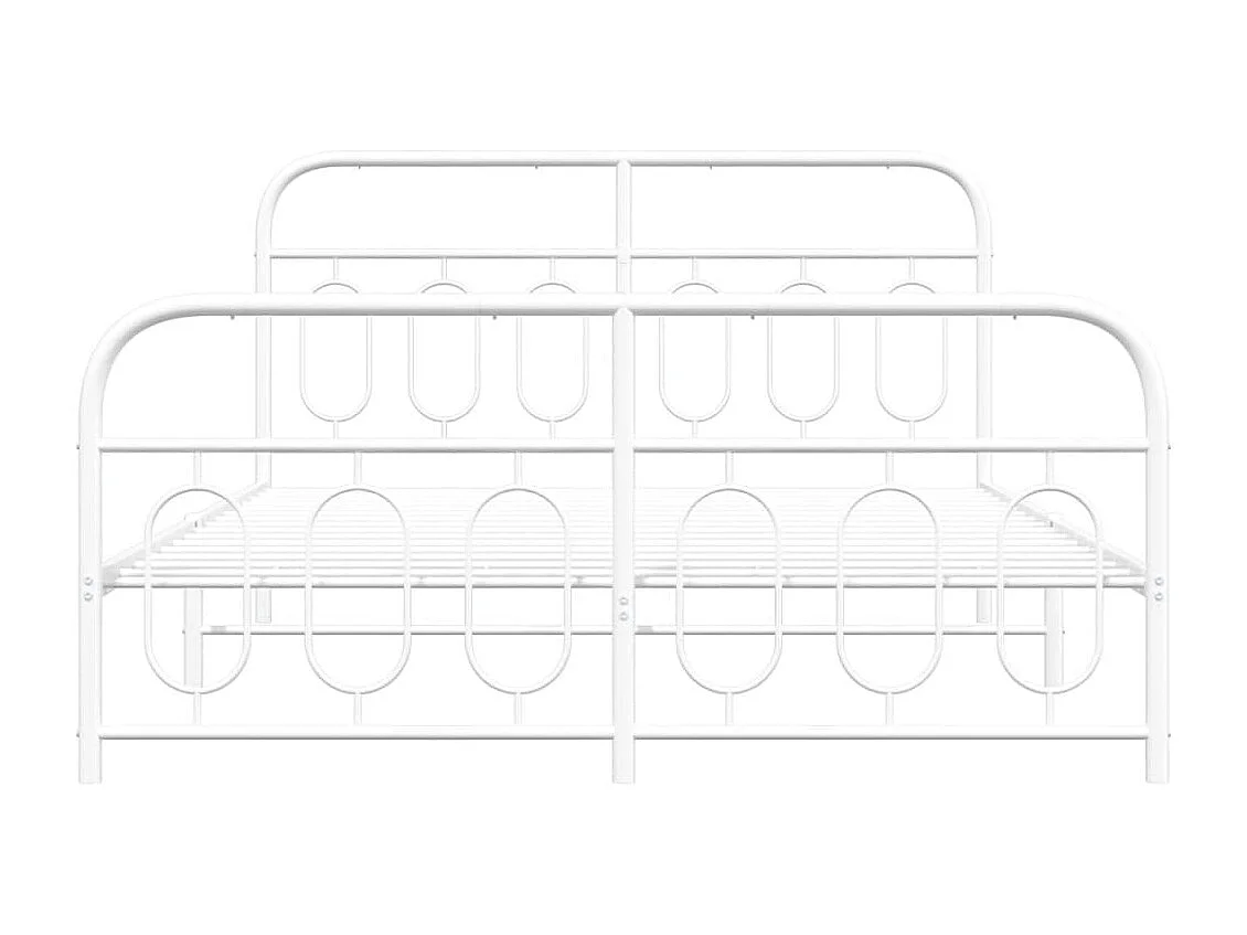 Cama 140x200 cm - metal con cabecero y estribo blanco ES568304