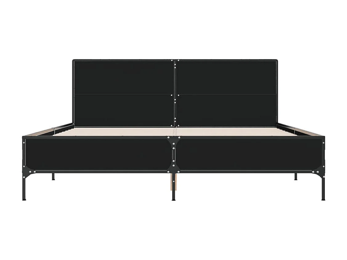 Cama 160x200 cm derivados de madeira/metal preto PT398760