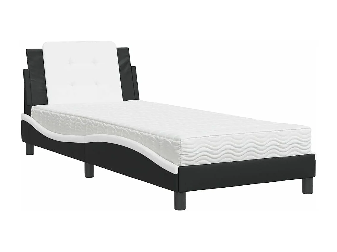 Bed met matras kunstleer zwart en wit 80x200 cm BE571940