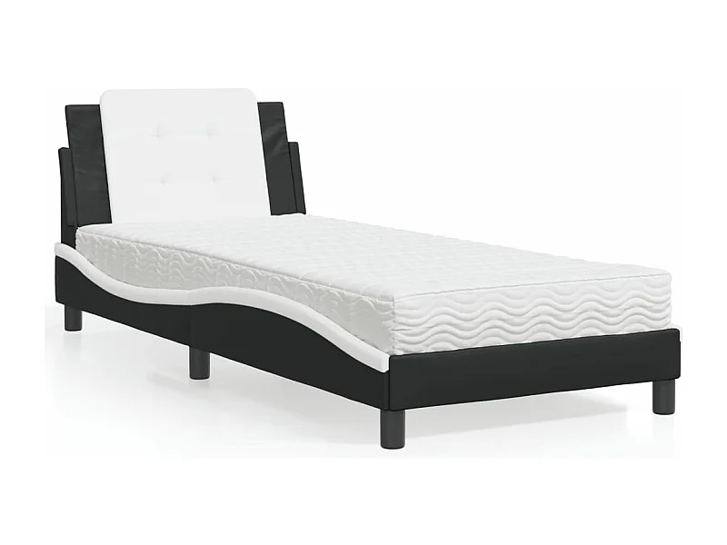 Bed met matras kunstleer zwart en wit 80x200 cm BE571940