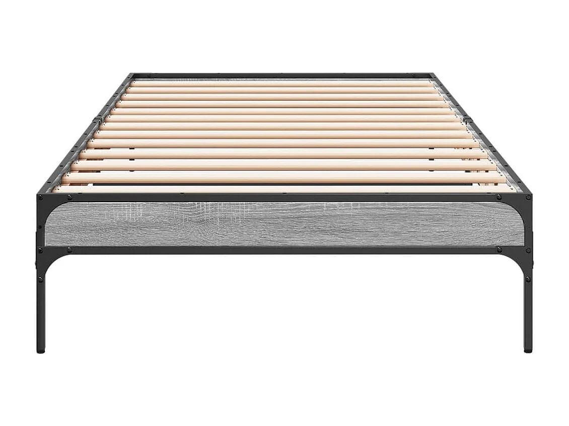 Lit simple sonoma gris 100x200 cm bois d'ingénierie et métal FR70419