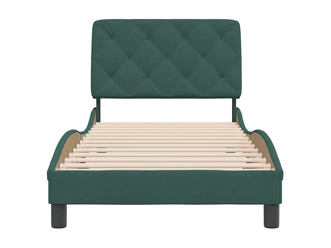 Lit simple + tête de lit Vert foncé 90x200 cm Velours FR91930