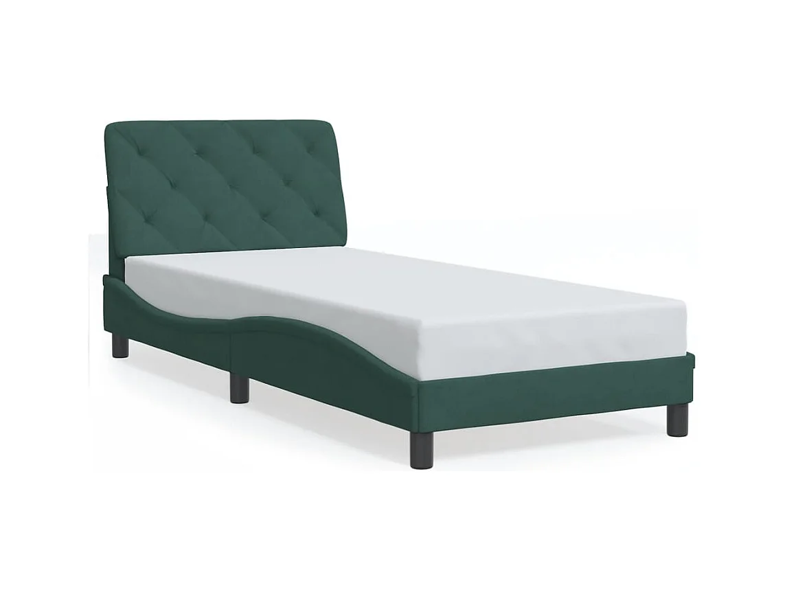 Lit simple + tête de lit Vert foncé 90x200 cm Velours FR91930