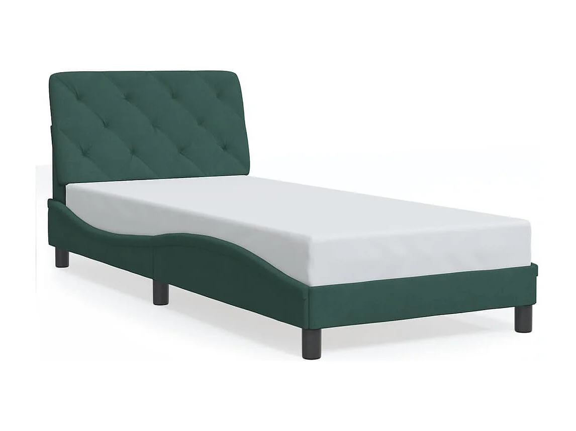 Lit simple + tête de lit Vert foncé 90x200 cm Velours FR91930