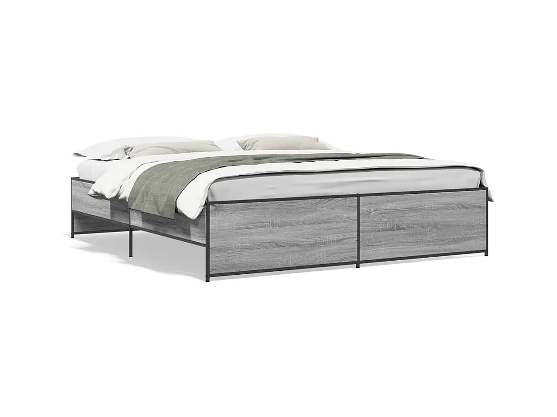 Lit double sonoma gris 180x200 cm bois d'ingénierie et métal FR45023