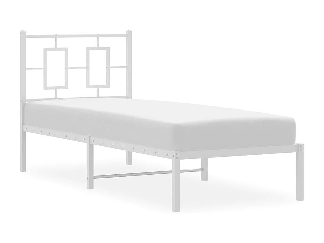 Lit simple métal + tête de lit blanc 75x190 cm FR31860