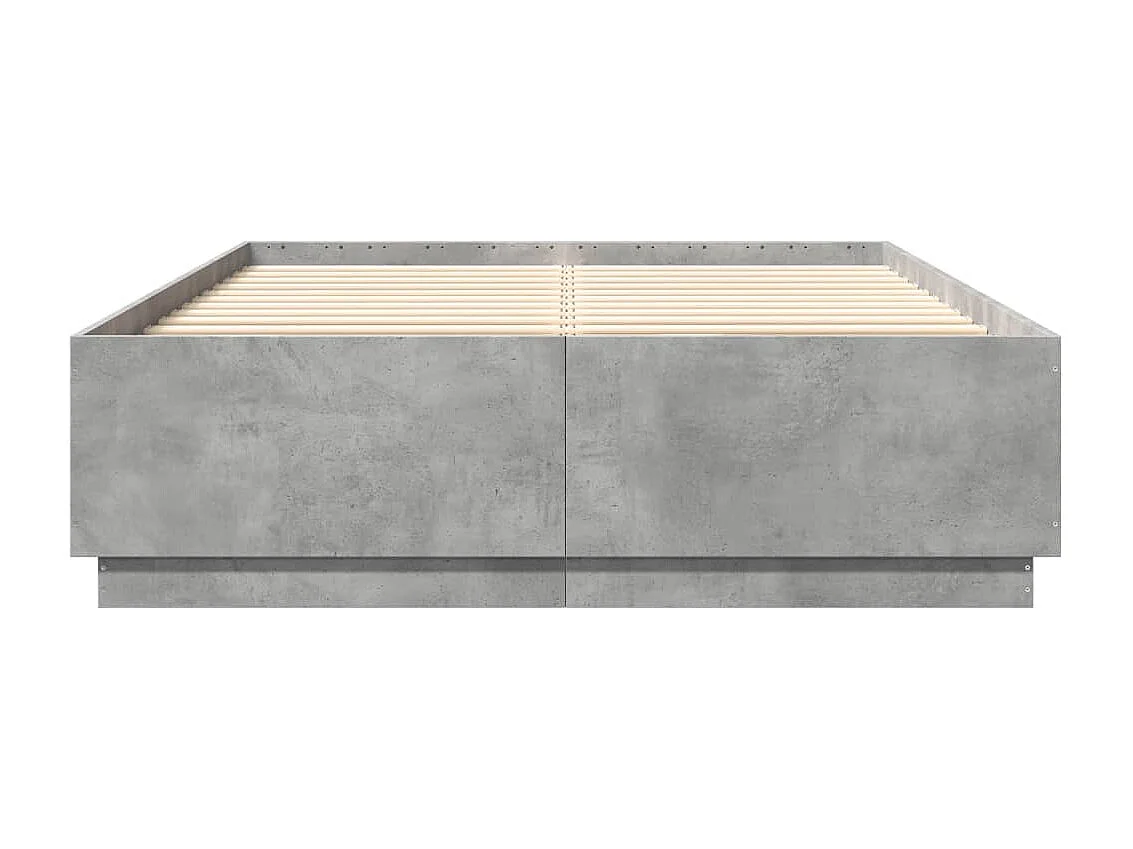 Lit double gris béton 120x200 cm bois d'ingénierie FR66356