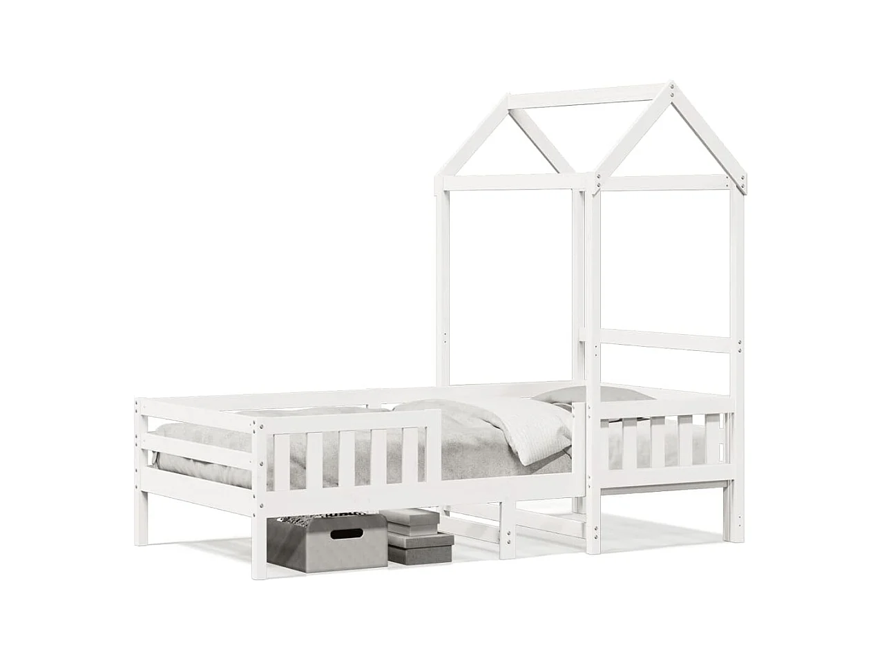 Cama com telhado 80x200 cm pinho maciço branco PT764643