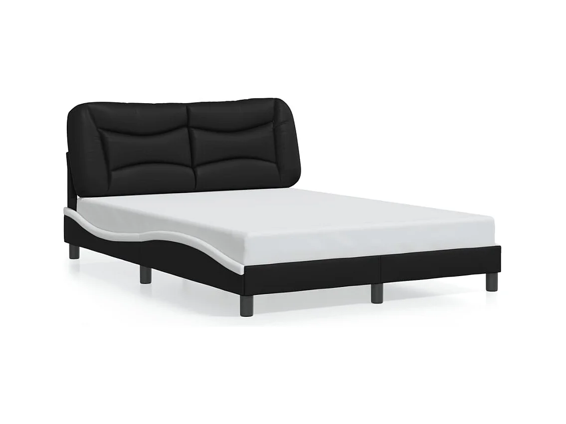 Lit double avec lumières LED noir blanc 140x200 cm similicuir FR32890