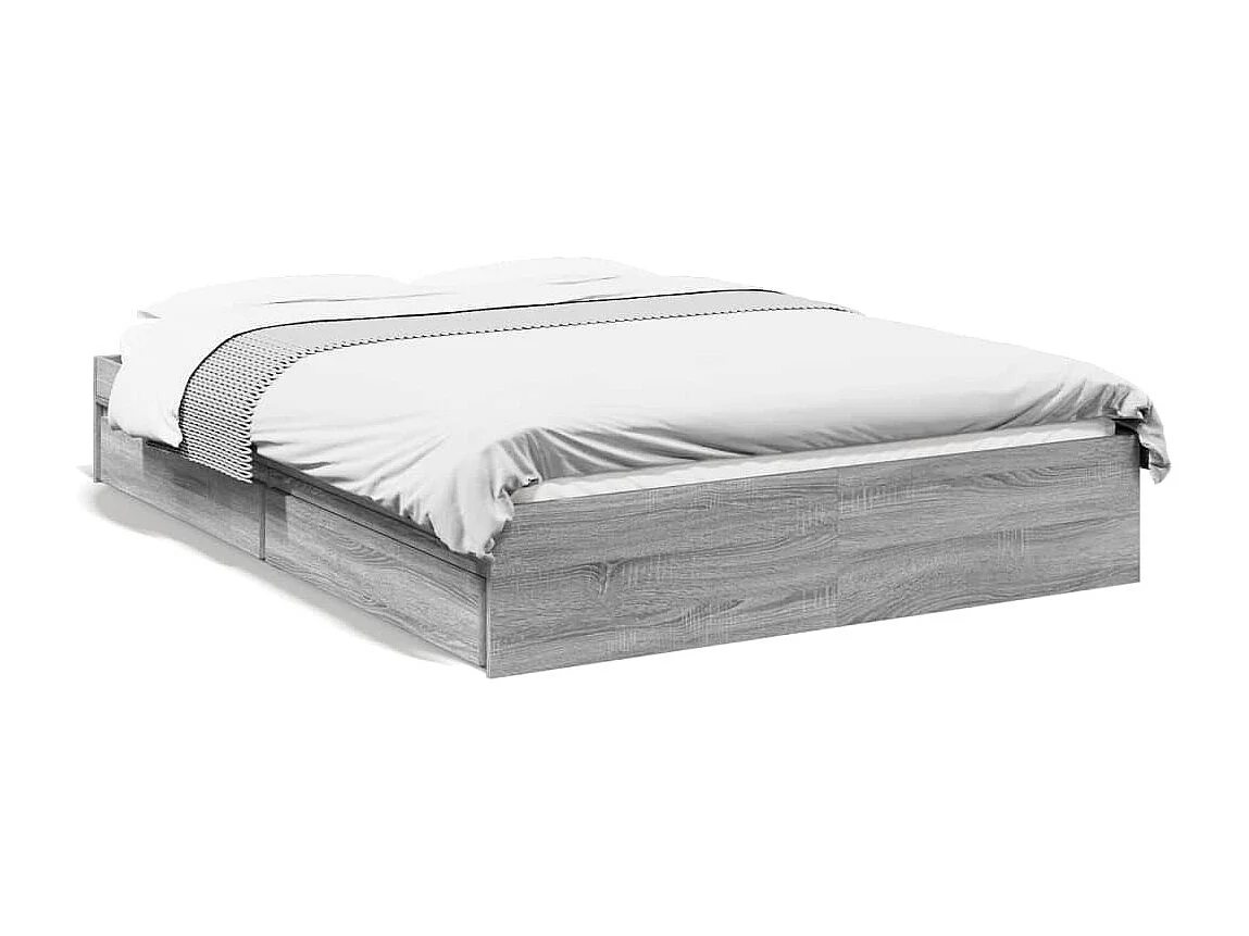 Cama 140x190 cm con cajones madera ingeniería gris Sonoma ES880773