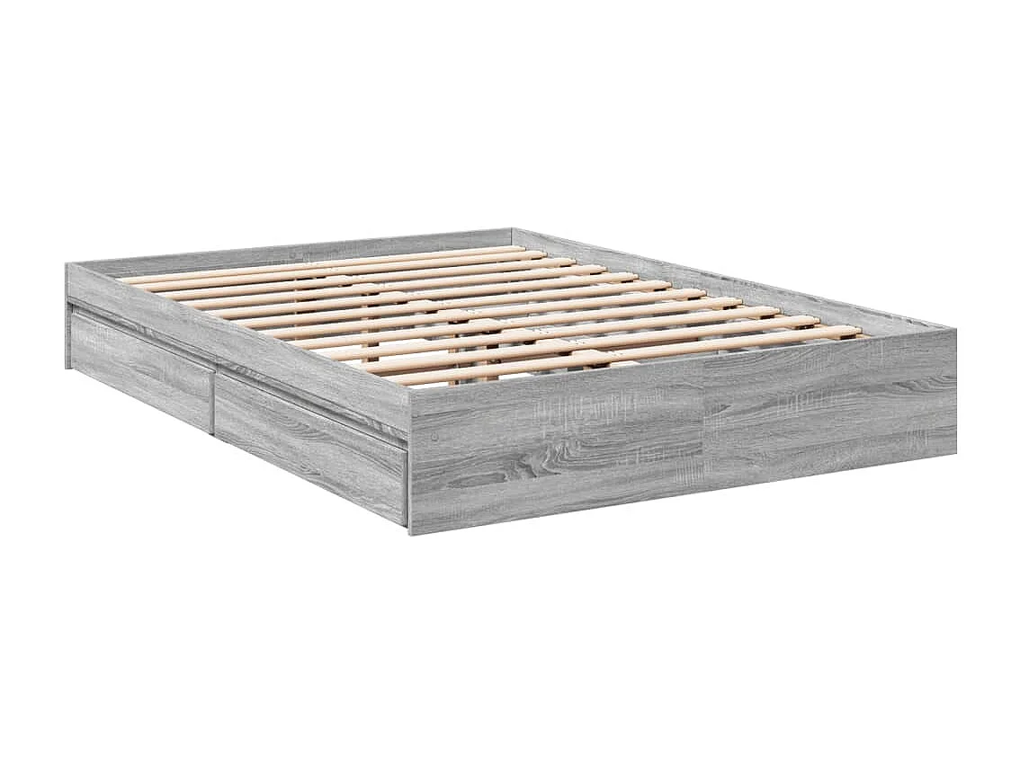 Lit double et tiroirs sonoma gris 140x200cm bois d'ingénierie FR51640