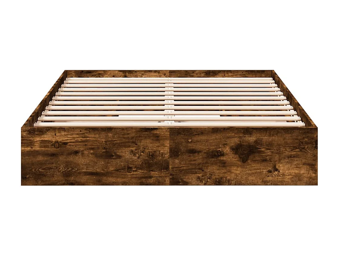 Lit double à tiroirs chêne fumé 160x200 cm bois d'ingénierie FR89678