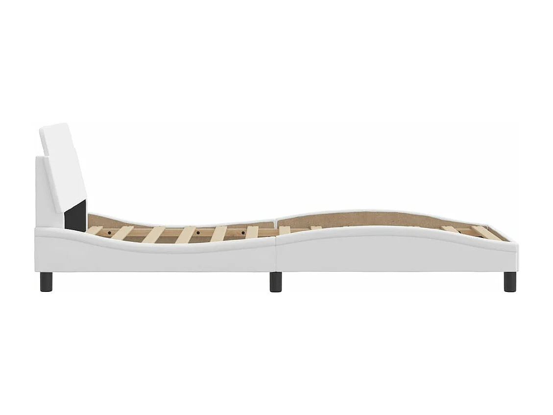 Cama individual- 90x200cm con cabecero cuero sintético blanco ES390129