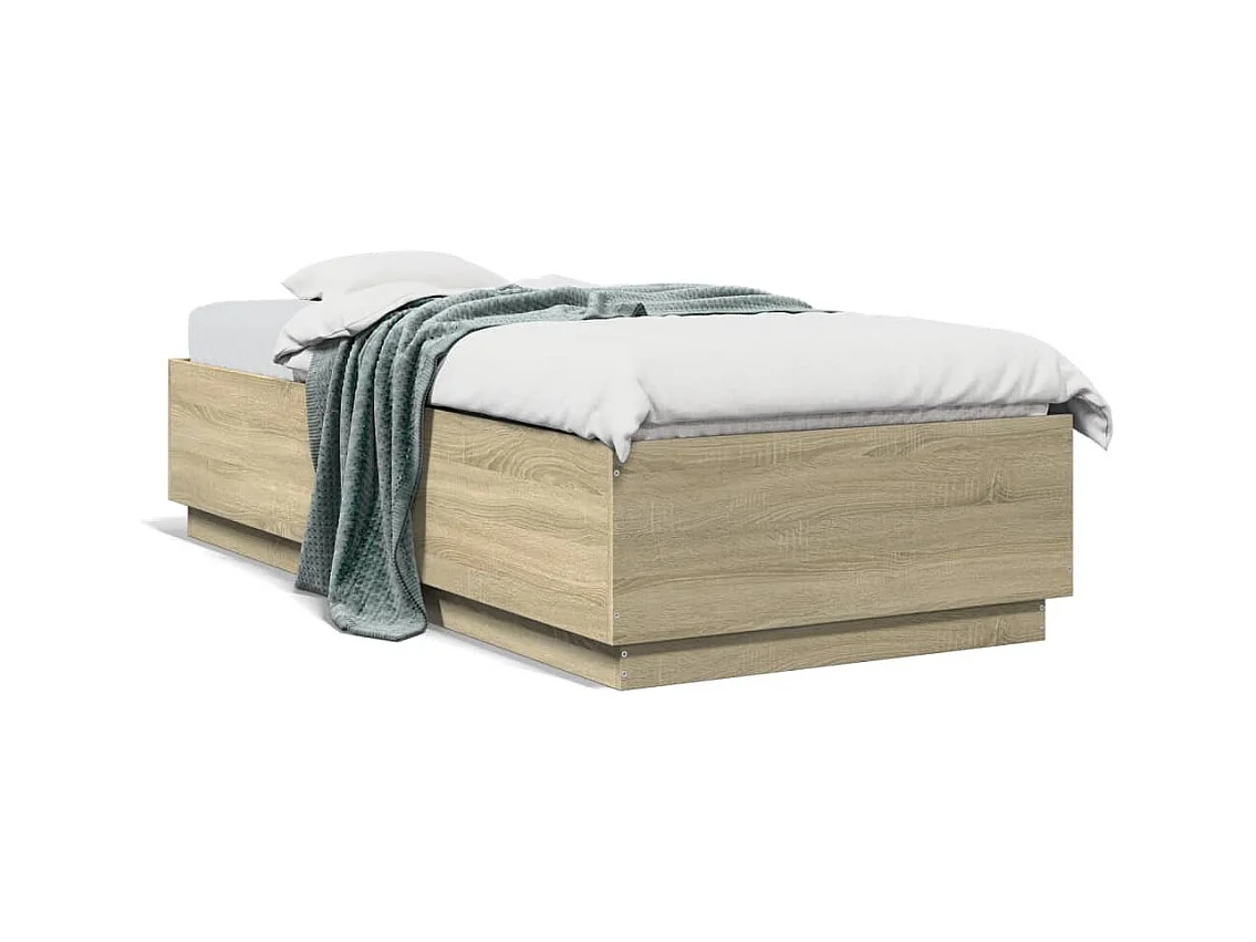 Lit simple chêne sonoma 90x200 cm bois d'ingénierie FR49099
