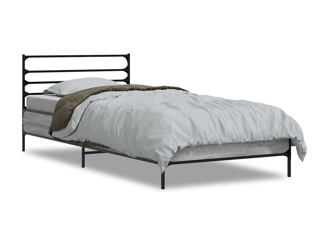 Cama 90x190 cm - madera ingeniería metal gris Sonoma ES602044