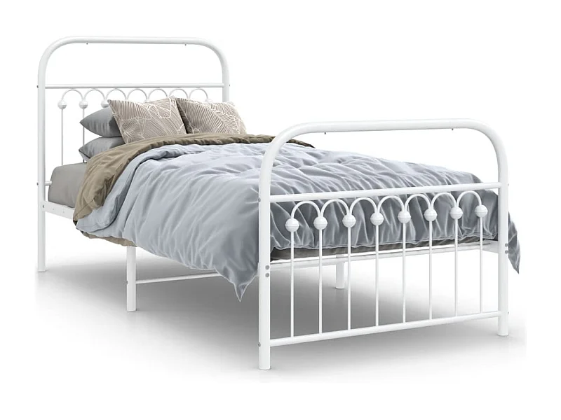 Cama com cabeceira e pés 90x200 cm metal branco PT814720