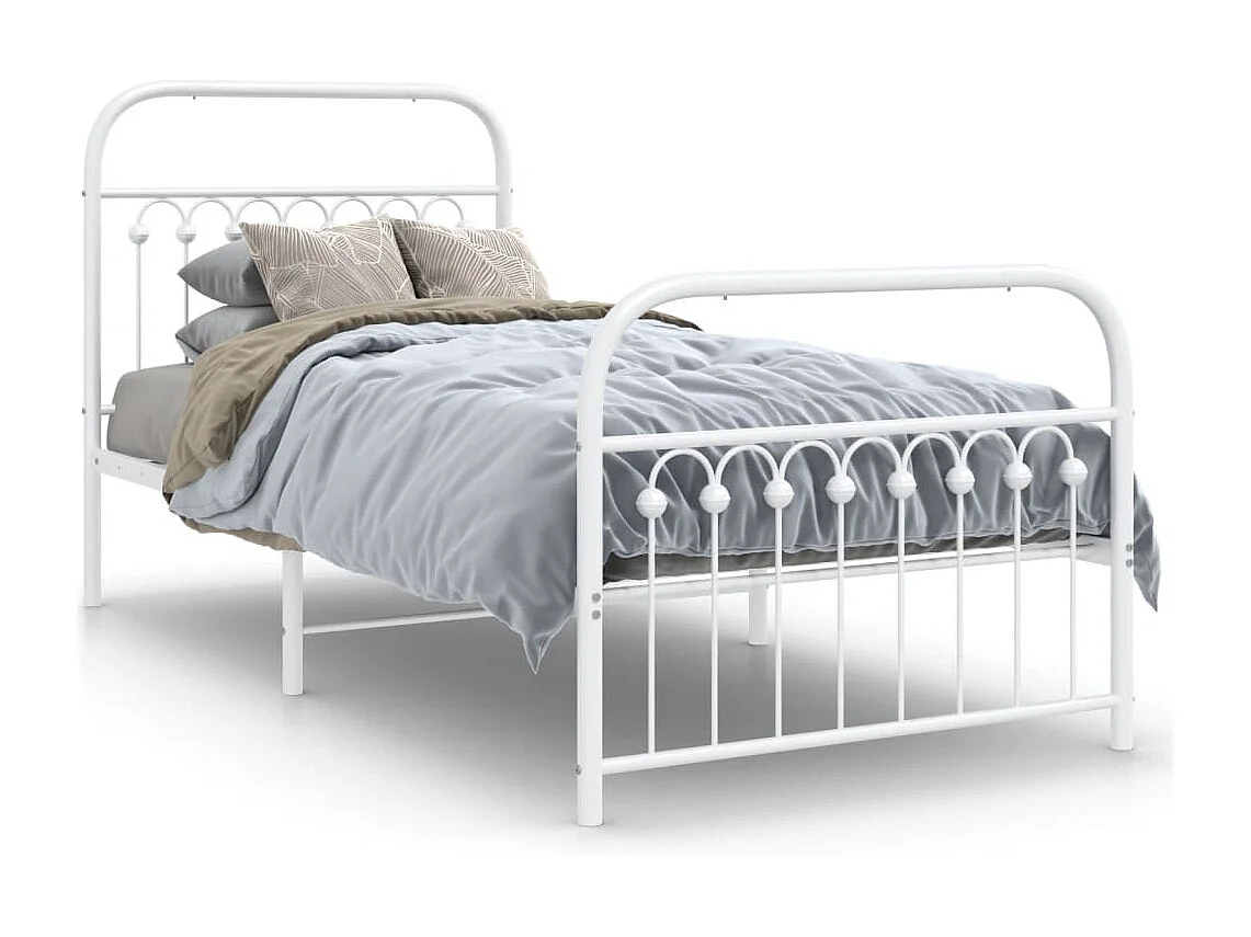 Bedframe met hoofd- en voeteneinde metaal wit 90x200 cm BE542729