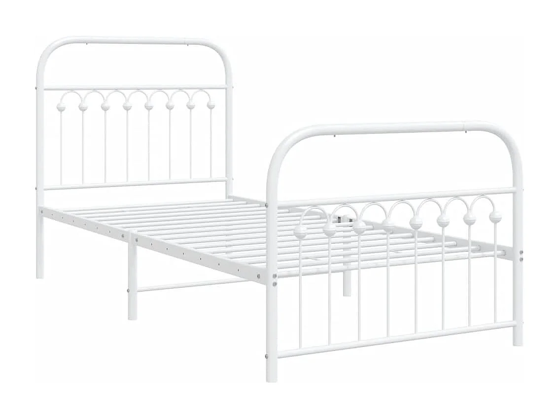 Bedframe met hoofd- en voeteneinde metaal wit 90x200 cm BE542729