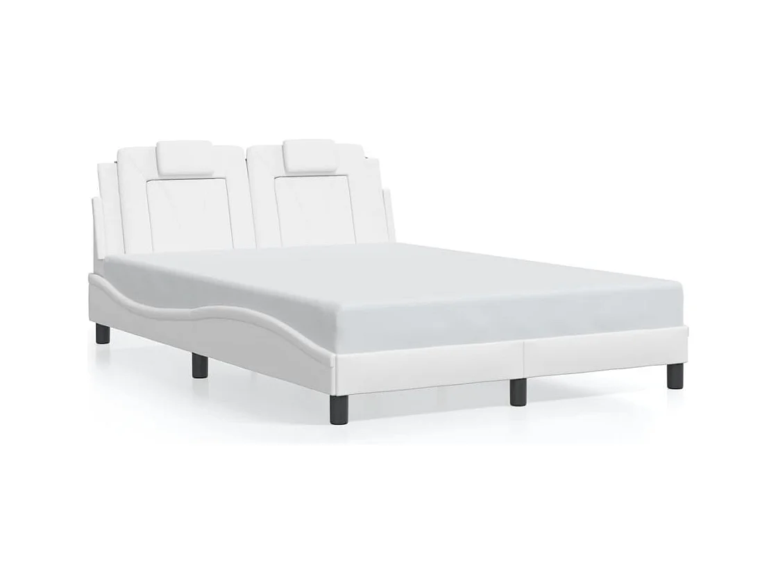 Lit double avec lumières LED blanc 140x190 cm similicuir FR30646