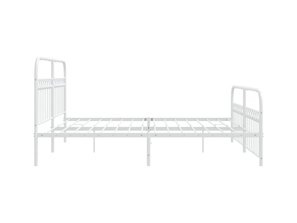 Cama com cabeceira e pés 183x203 cm metal branco PT987279