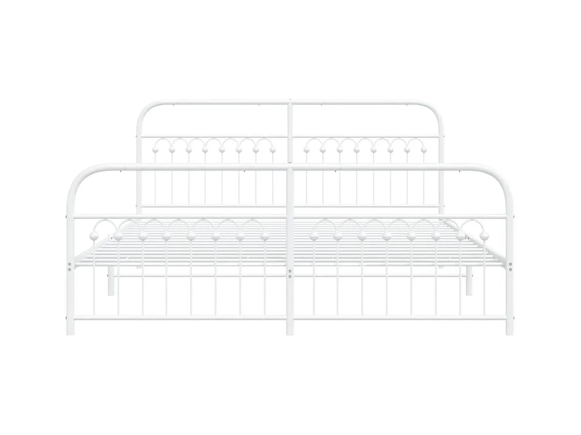 Cama com cabeceira e pés 183x203 cm metal branco PT987279