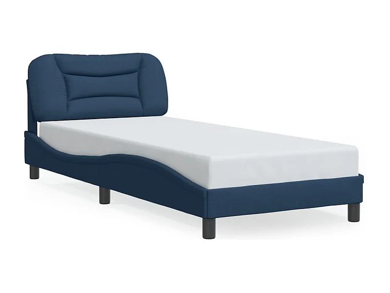 Cama c/ cabeceira tecido azul 90x190 cm PT607264