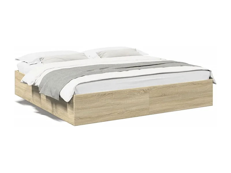 Lit double chêne sonoma 200x200 cm bois d'ingénierie FR56564