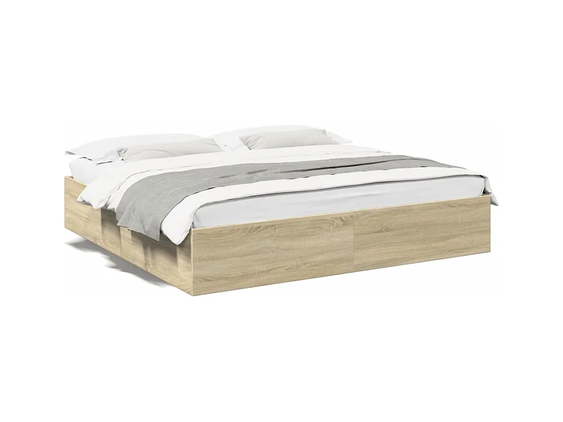 Lit double chêne sonoma 200x200 cm bois d'ingénierie FR56564