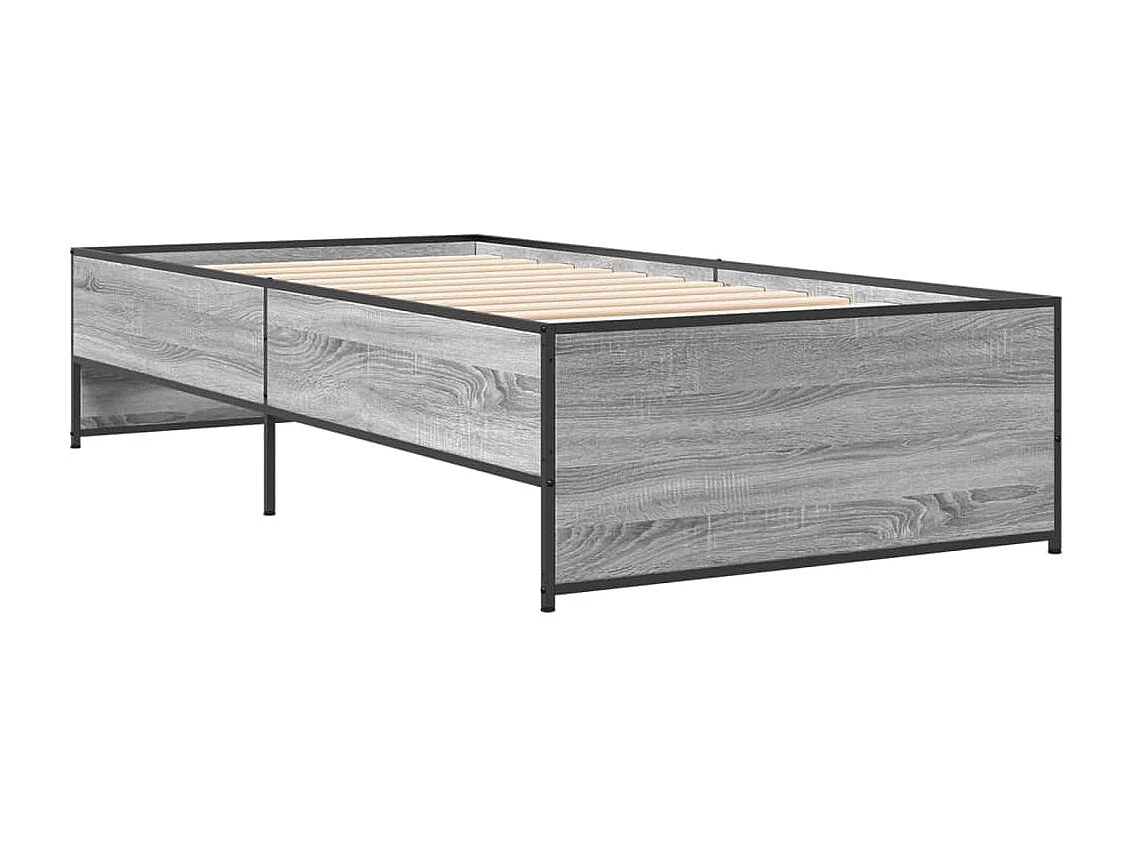 Lit simple sonoma gris 75x190 cm bois d'ingénierie et métal FR33724